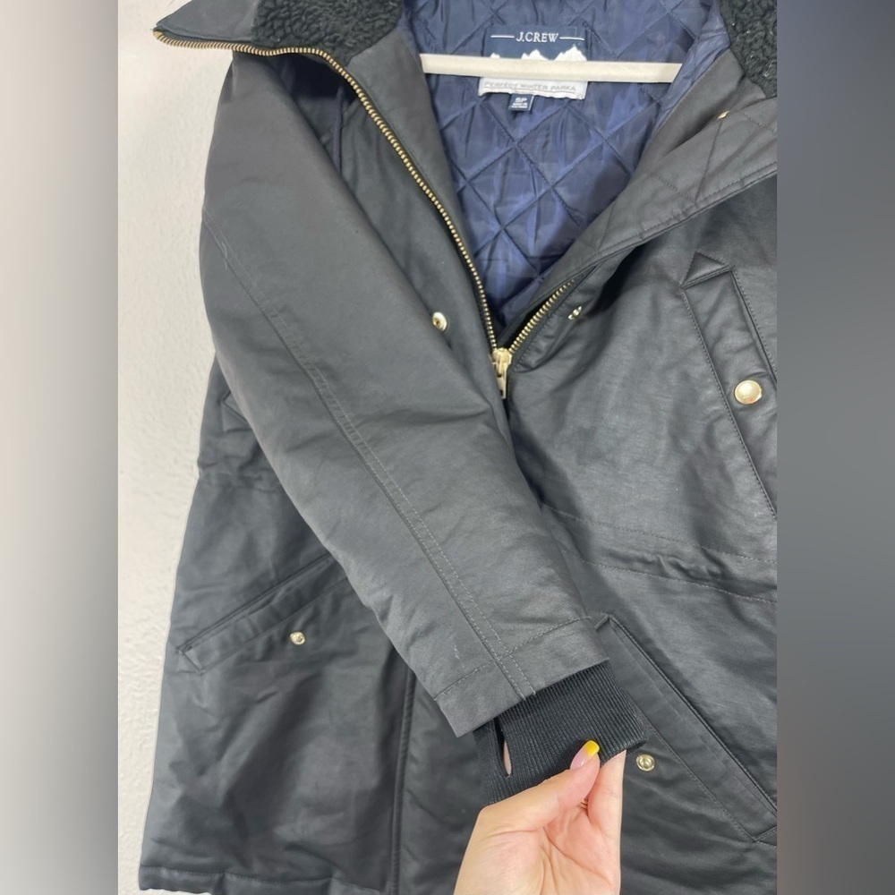 J. Crew Perfect Winter Parka Women’s Small Water Black Hooded Snow Ski Jacket - Picture 4 of 16